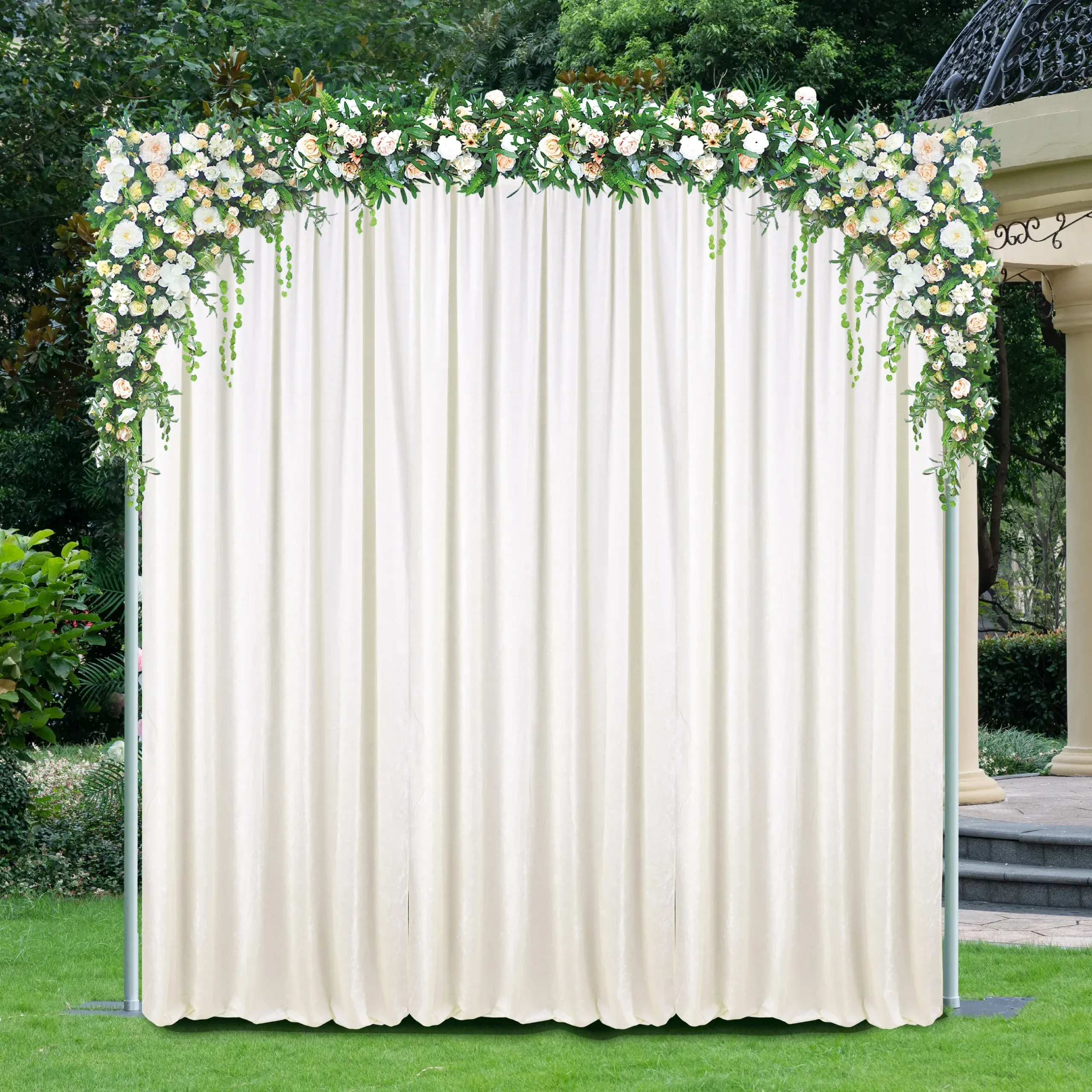 16 ft x 57" Ice Crushed Velvet (200 GSM) Event Backdrop Curtain Drape Panel - Ivory (1pc)