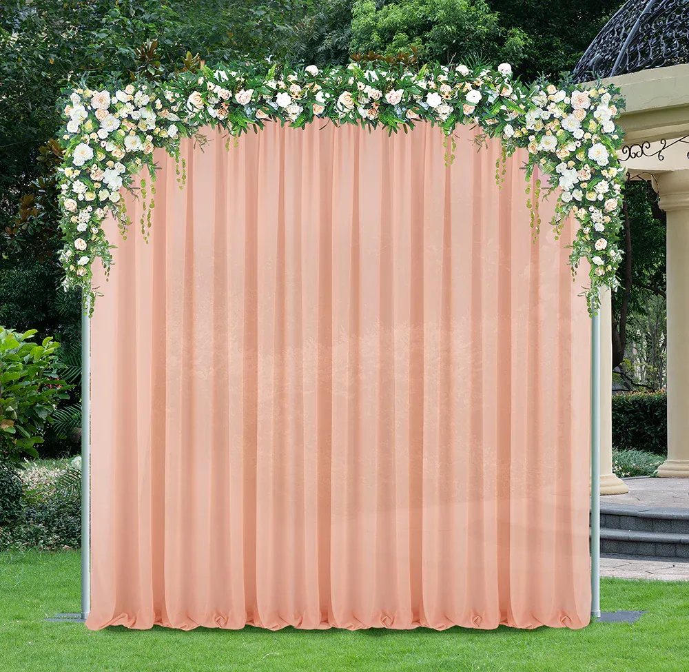 14 ft x 57" Chiffon Event Backdrop Curtain Drape Panel - Apricot/Peach (1pc)