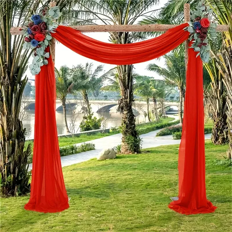 14 ft x 57″ Chiffon Event Backdrop Curtain Drape Panel – Red (1pc)
