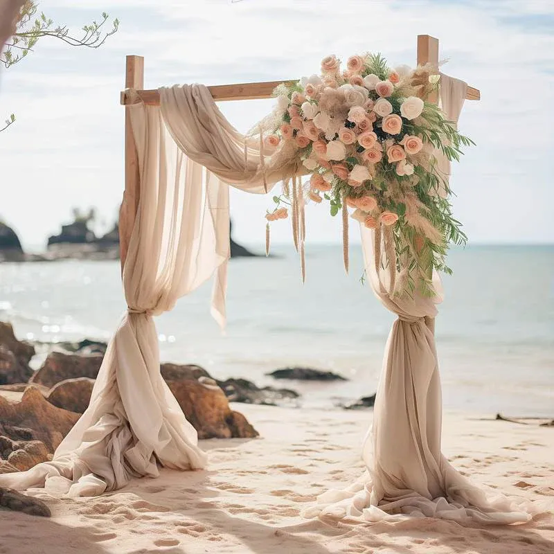 14 ft x 57″ Chiffon Event Backdrop Curtain Drape Panel – Champagne (1pc)