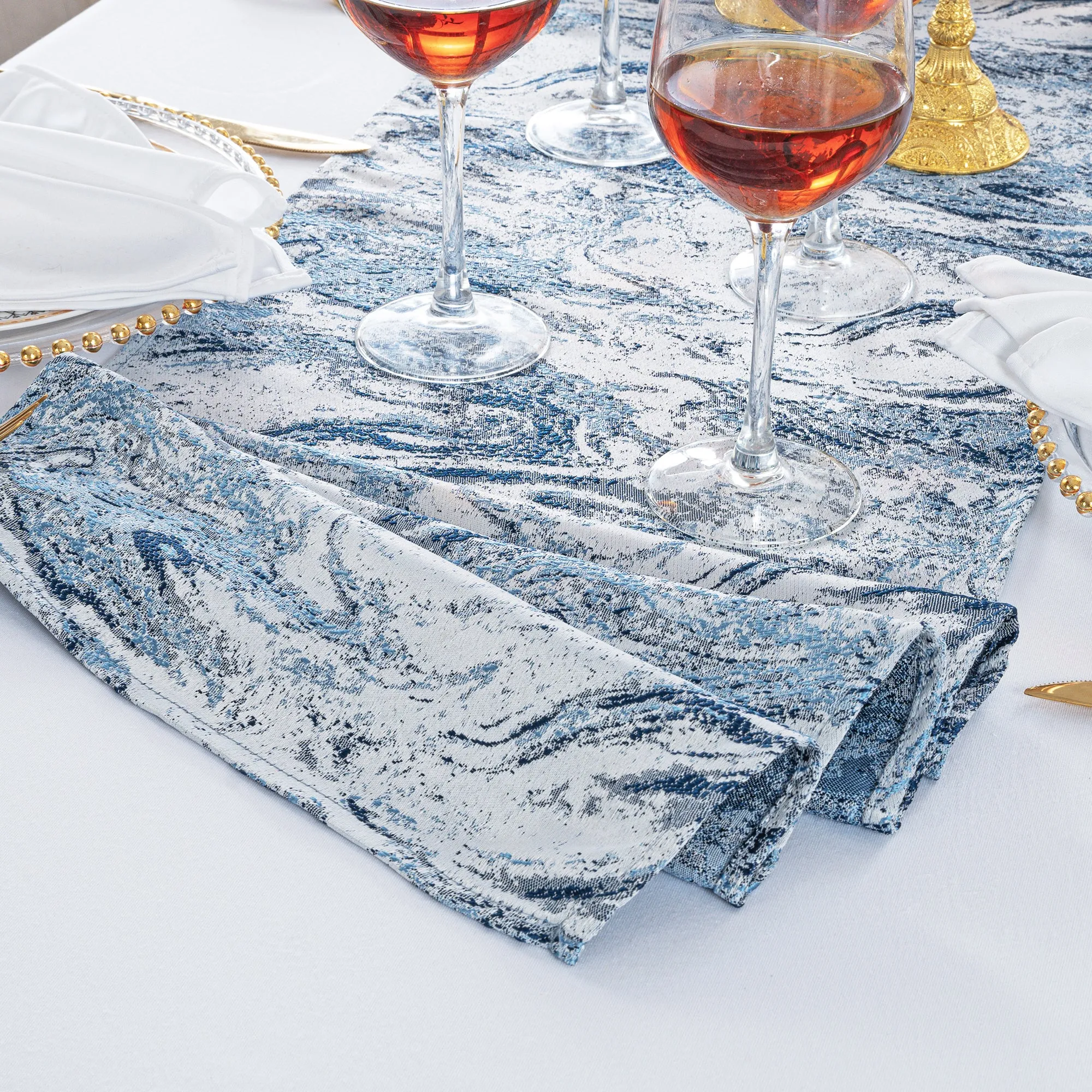 13″x108″ Mirage Jacquard Polyester Table Runner – Dusty Blue (1pc)