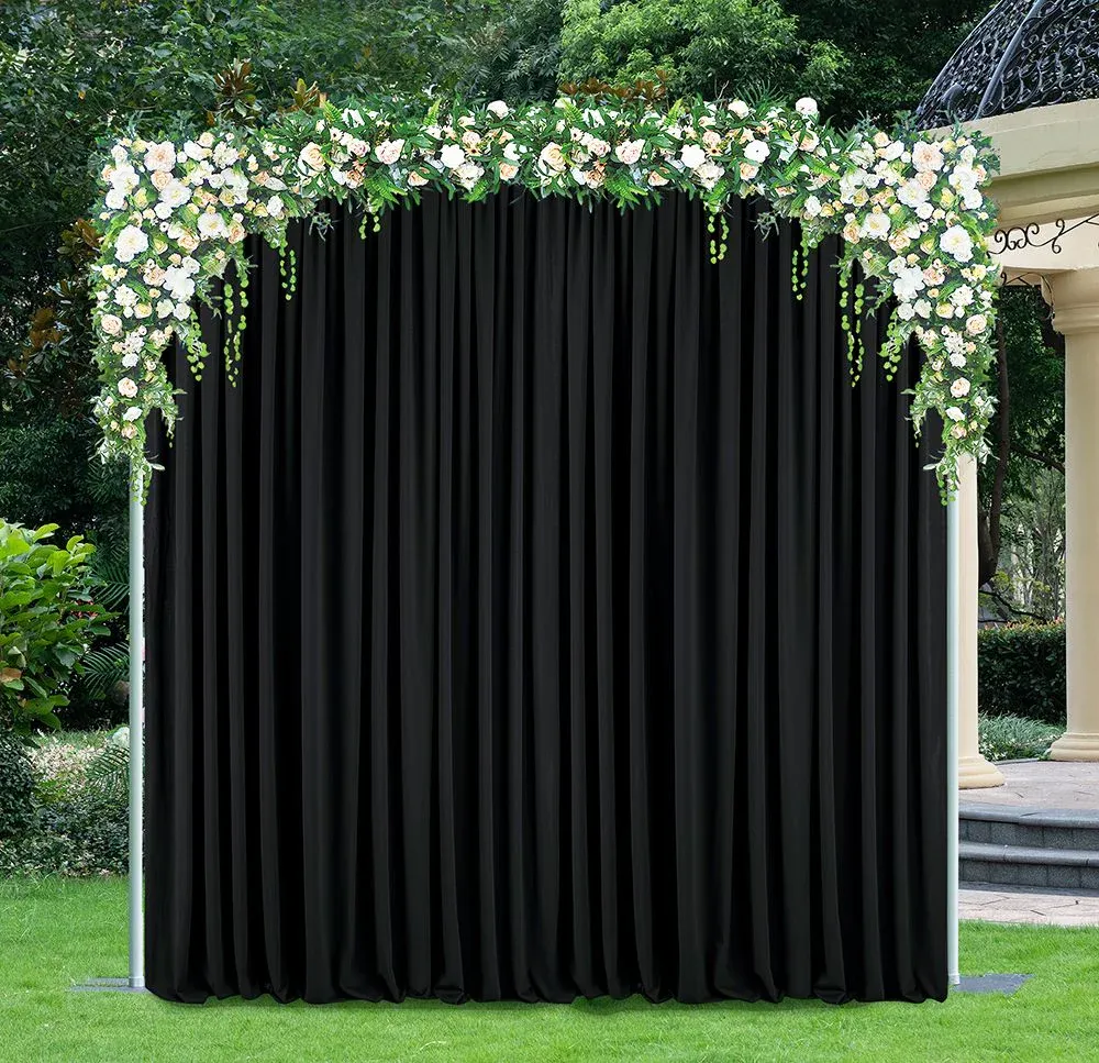 14 ft x 5 ft Scuba (Wrinkle-Free) (240 GSM) Event Backdrop Curtain Drape Panel - Black (1pc) - Image 3