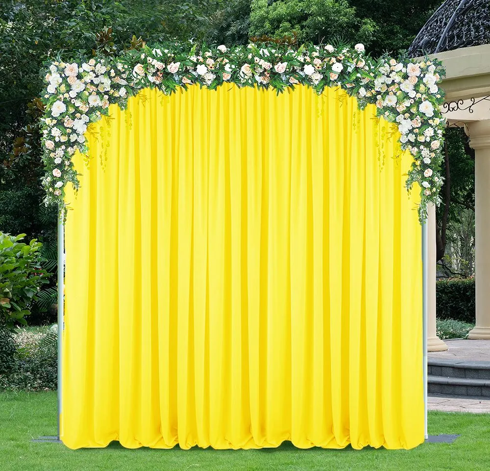 10 ft x 10 ft Scuba (Wrinkle-Free) (240 GSM) Event Backdrop Curtain Drape Panel - Canary Yellow (1pc)