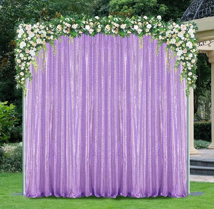 12 ft x 52" Sequin Glitz Net Event Backdrop Curtain Drape Panel - Lavender (1pc)