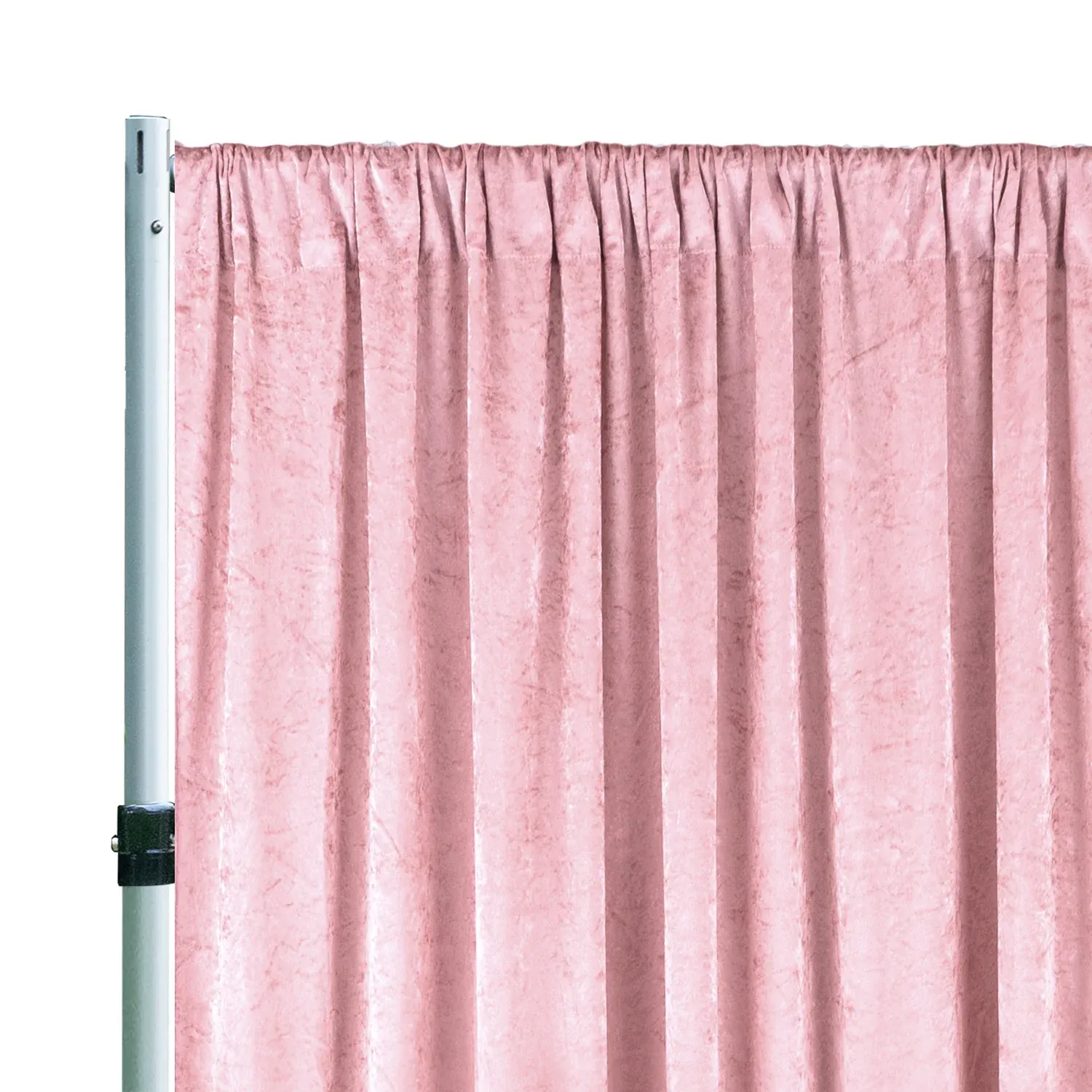 16 ft x 57" Ice Crushed Velvet (200 GSM) Event Backdrop Curtain Drape Panel - Blush Pink/Rose Gold (1pc) - Image 3