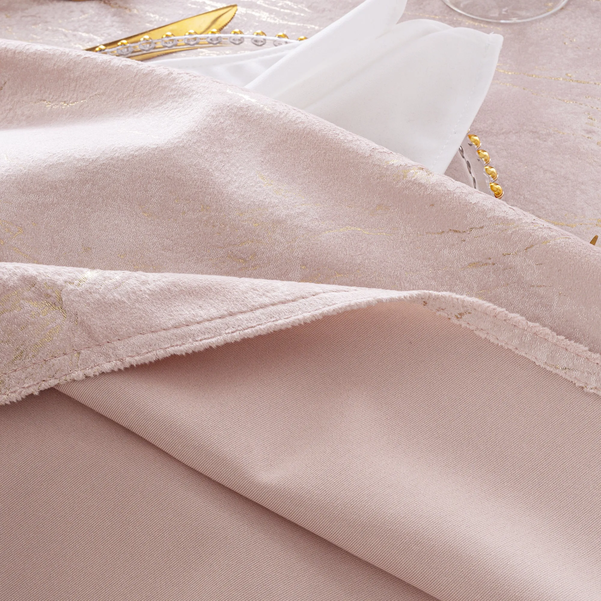20″x20″ Gilded Marble Holland Velvet Napkins – Blush Pink/Rose Gold (10pcs/pk)