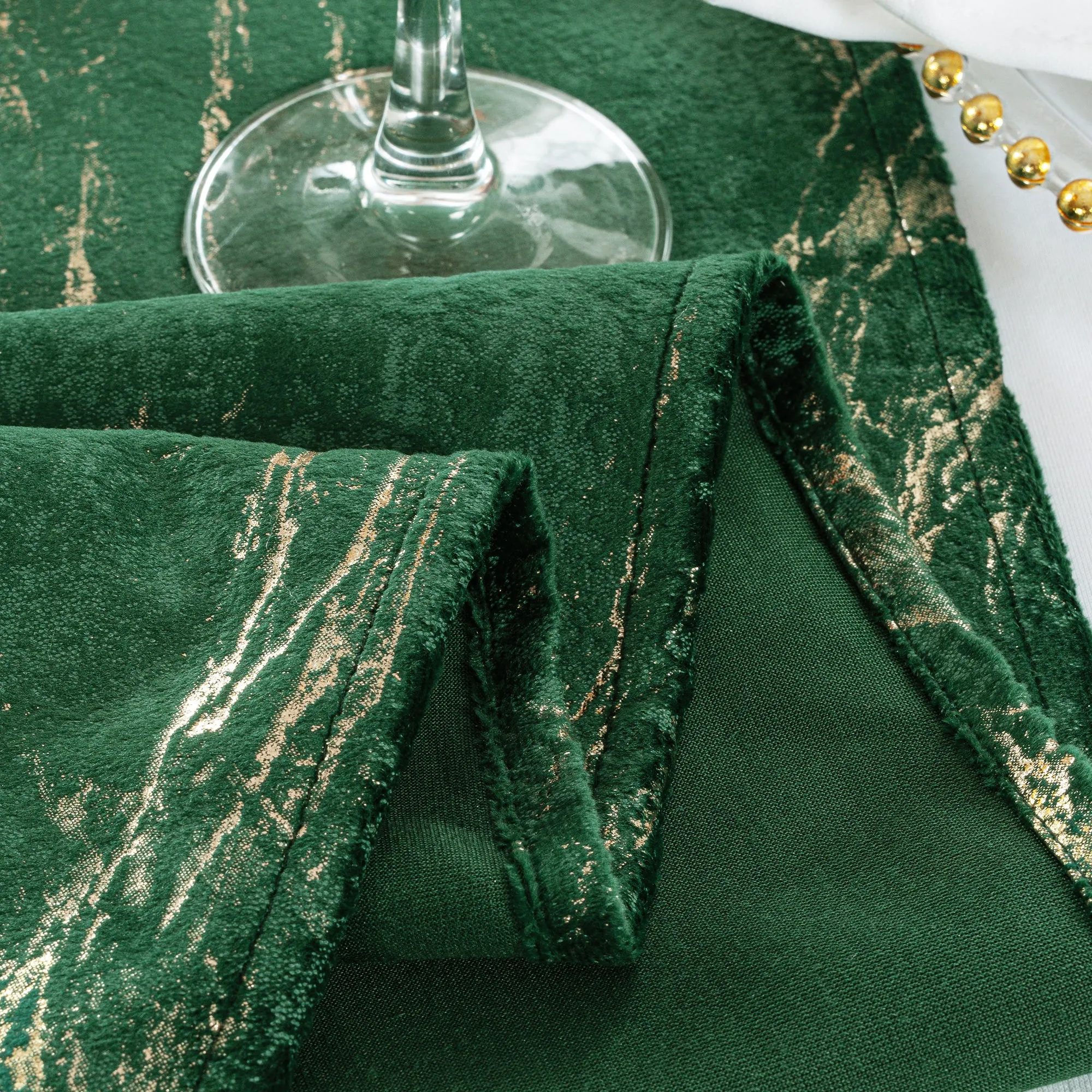 20″x20″ Gilded Marble Holland Velvet Napkins – Emerald Green (10pcs/pk)