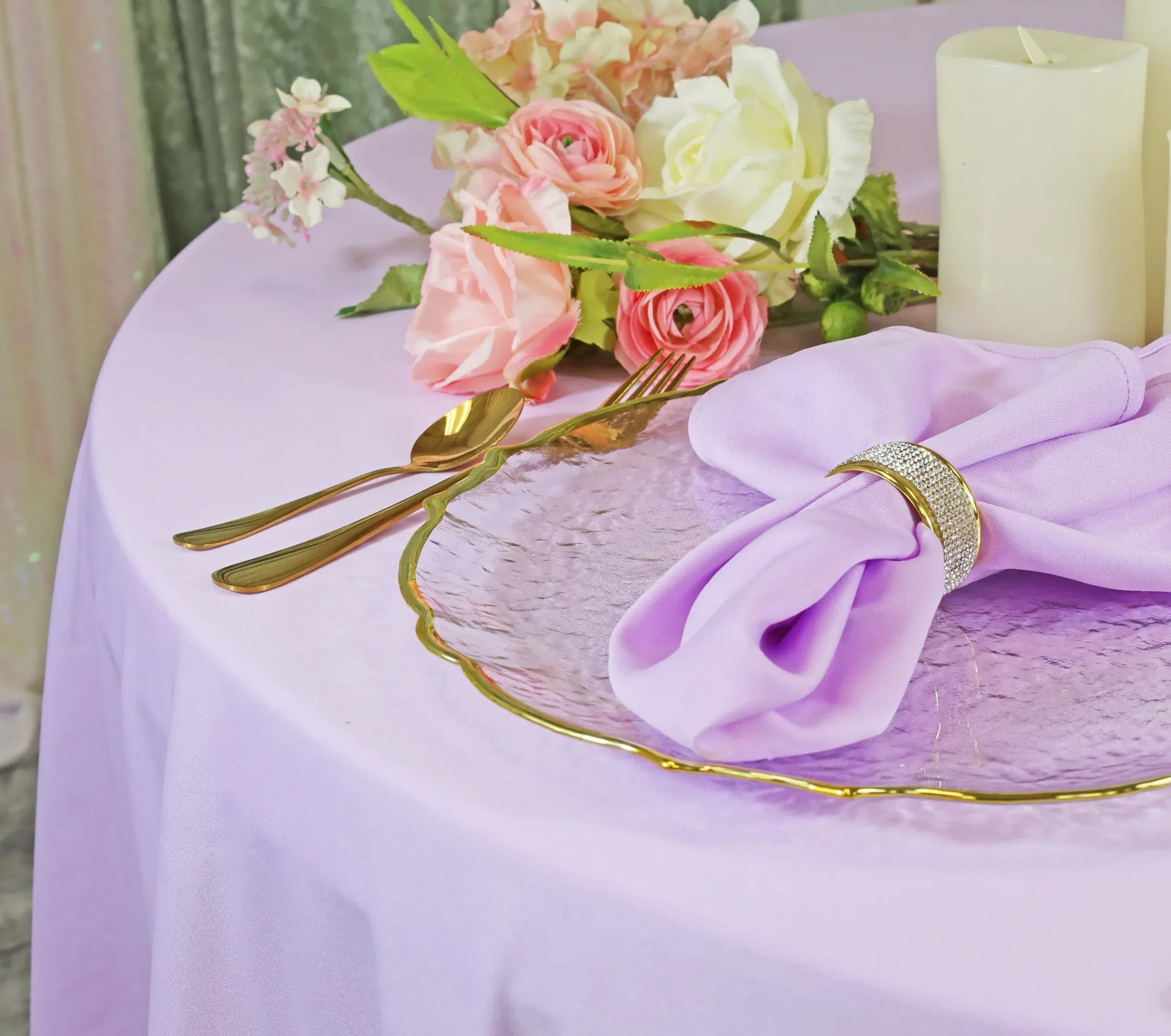 108″ Seamless Round Scuba (Wrinkle-Free) (240 GSM) Tablecloth – Lavender (1pc)