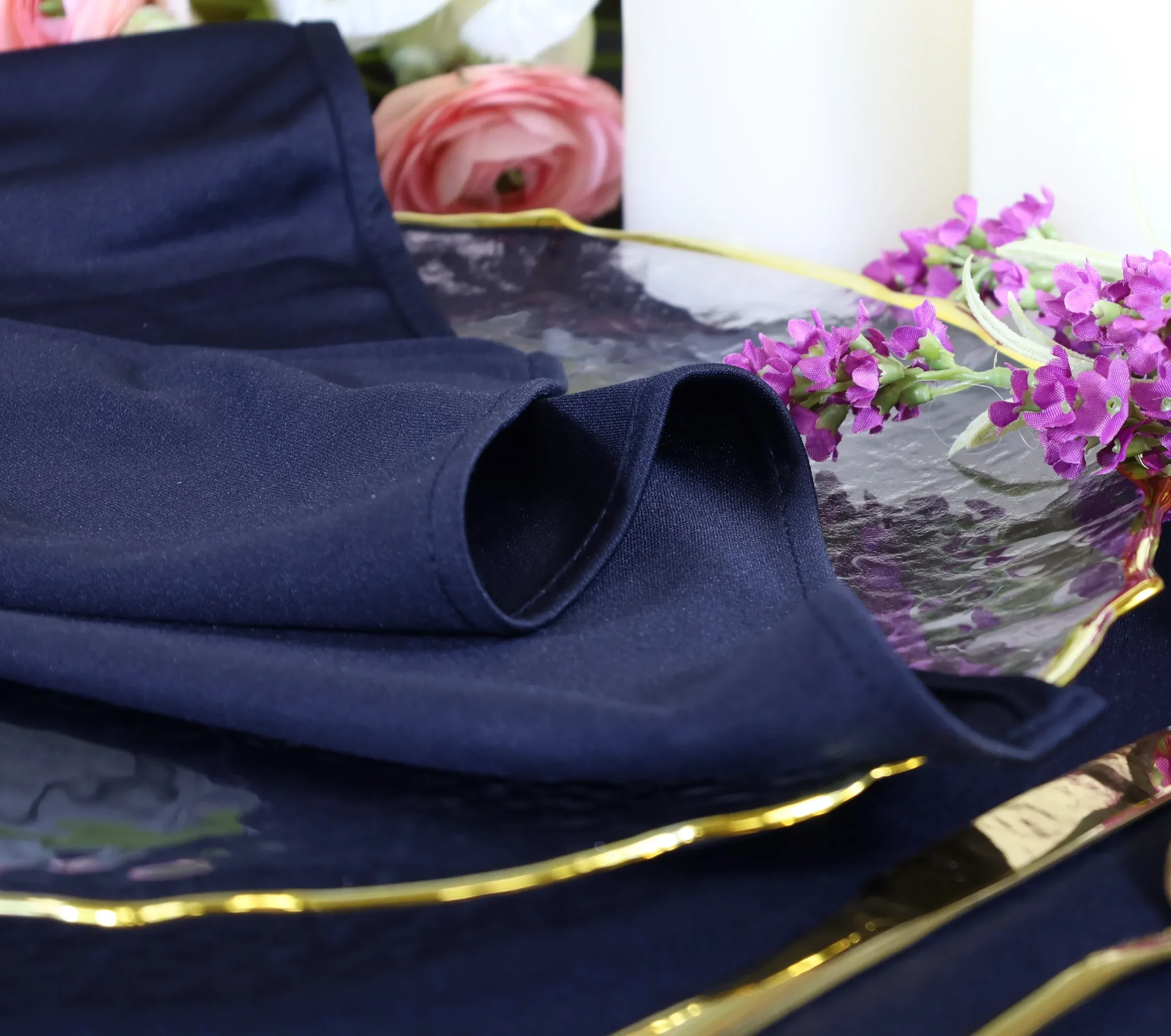 90″x156″ Seamless Rectangular Scuba (Wrinkle-Free) (240 GSM) Tablecloth   – Navy Blue (1pc)