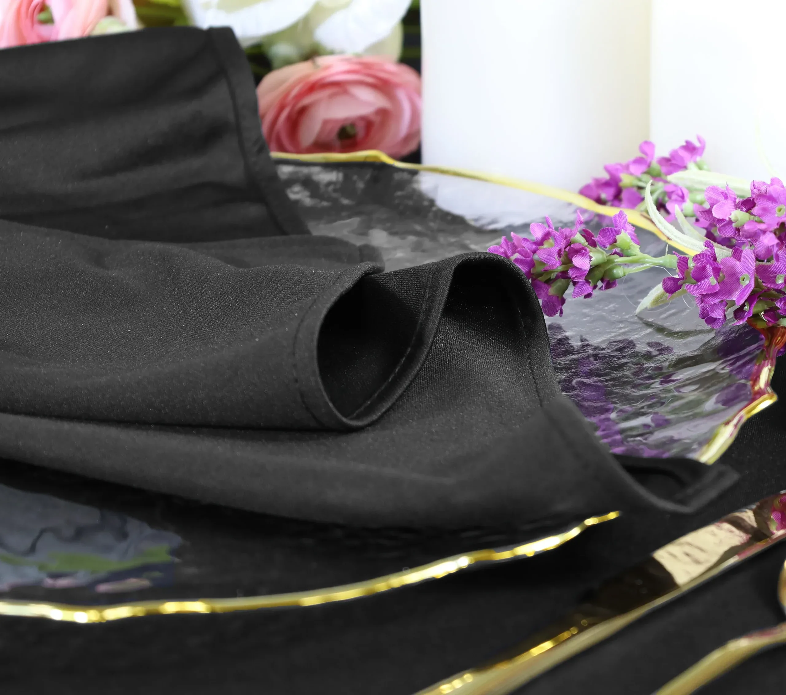 10 ft x 10 ft Scuba (Wrinkle-Free) (240 GSM) Event Backdrop Curtain Drape Panel - Black (1pc) - Image 5