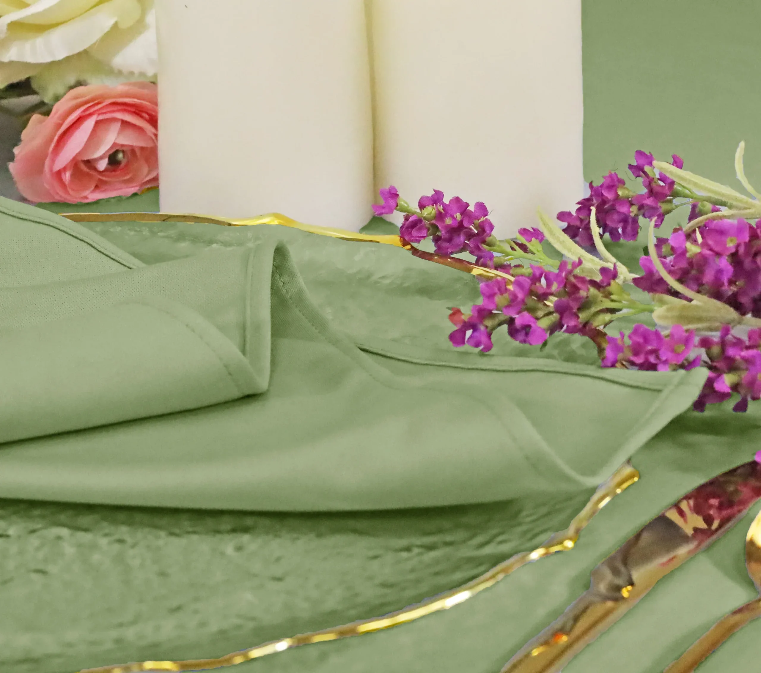 90″x156″ Seamless Rectangular Scuba (Wrinkle-Free) (240 GSM) Tablecloth – Sage Green (1pc)