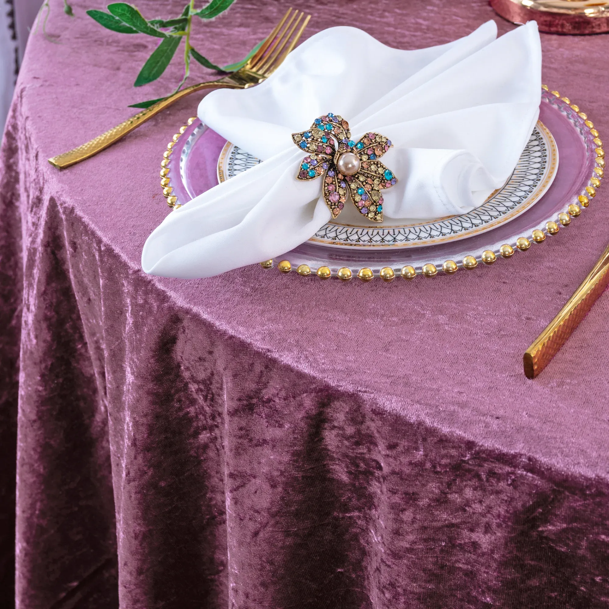 85″x85″ Seamless Square Ice Crushed Velvet (200 GSM) Tablecloth/Table Overlay – Mauve/Dusty Rose (1pc)