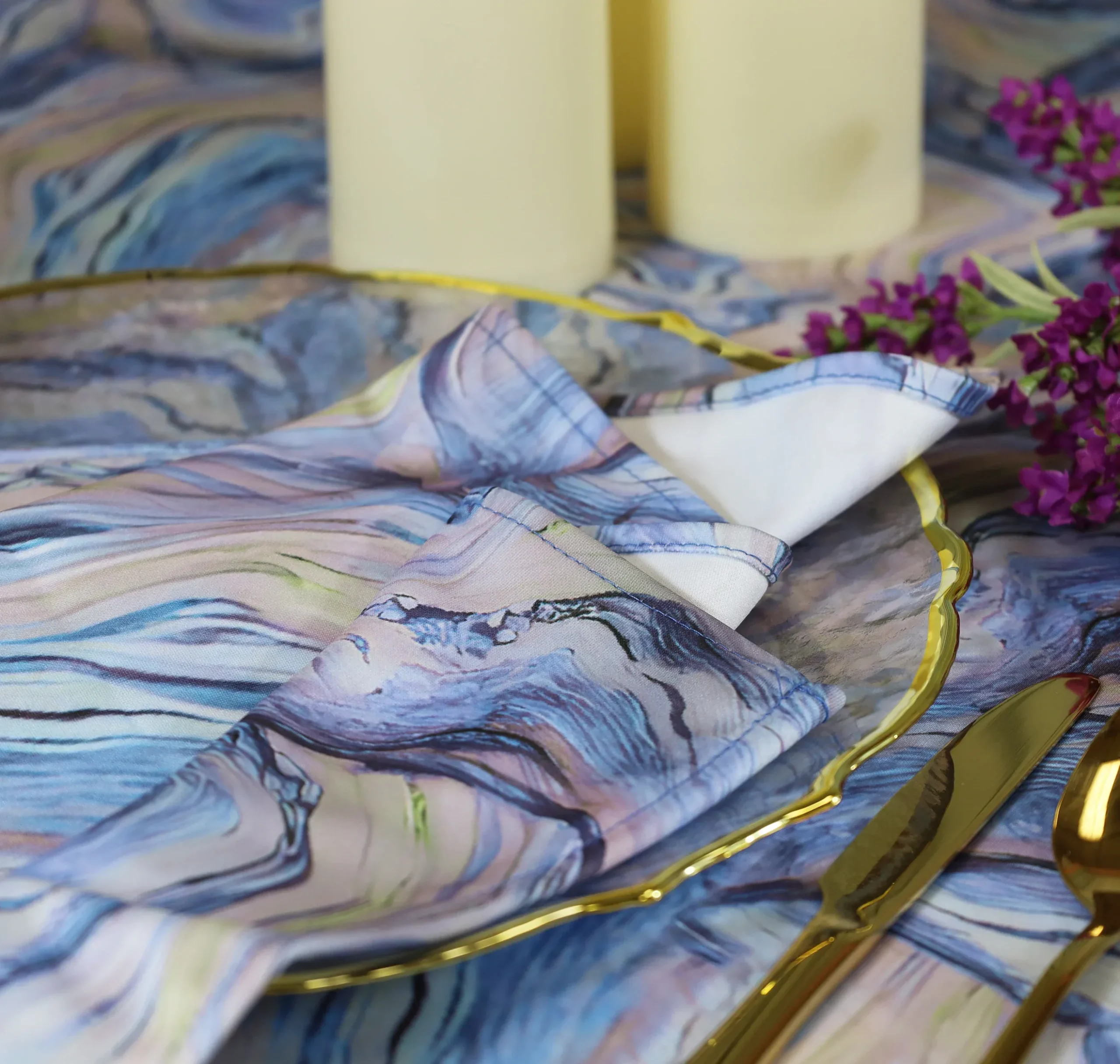 Sample 20″x20″ Agate Scuba (Wrinkle-Free) (240 GSM) Napkins – Dusty Blue (1pc)