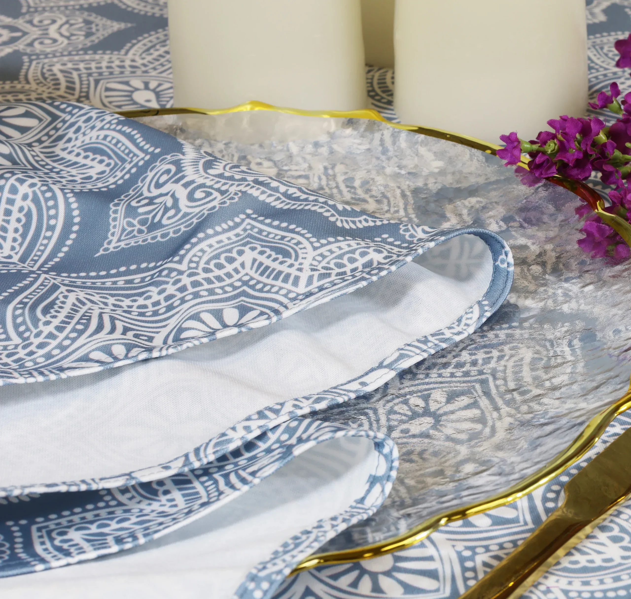 Sample 20″x20″ Henna Scuba (Wrinkle-Free) (240 GSM) Napkins – Dusty Blue (1pc)