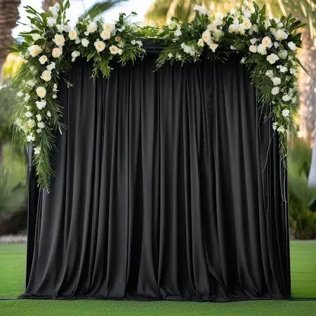 14 ft x 5 ft Scuba (Wrinkle-Free) (240 GSM) Event Backdrop Curtain Drape Panel - Black (1pc)