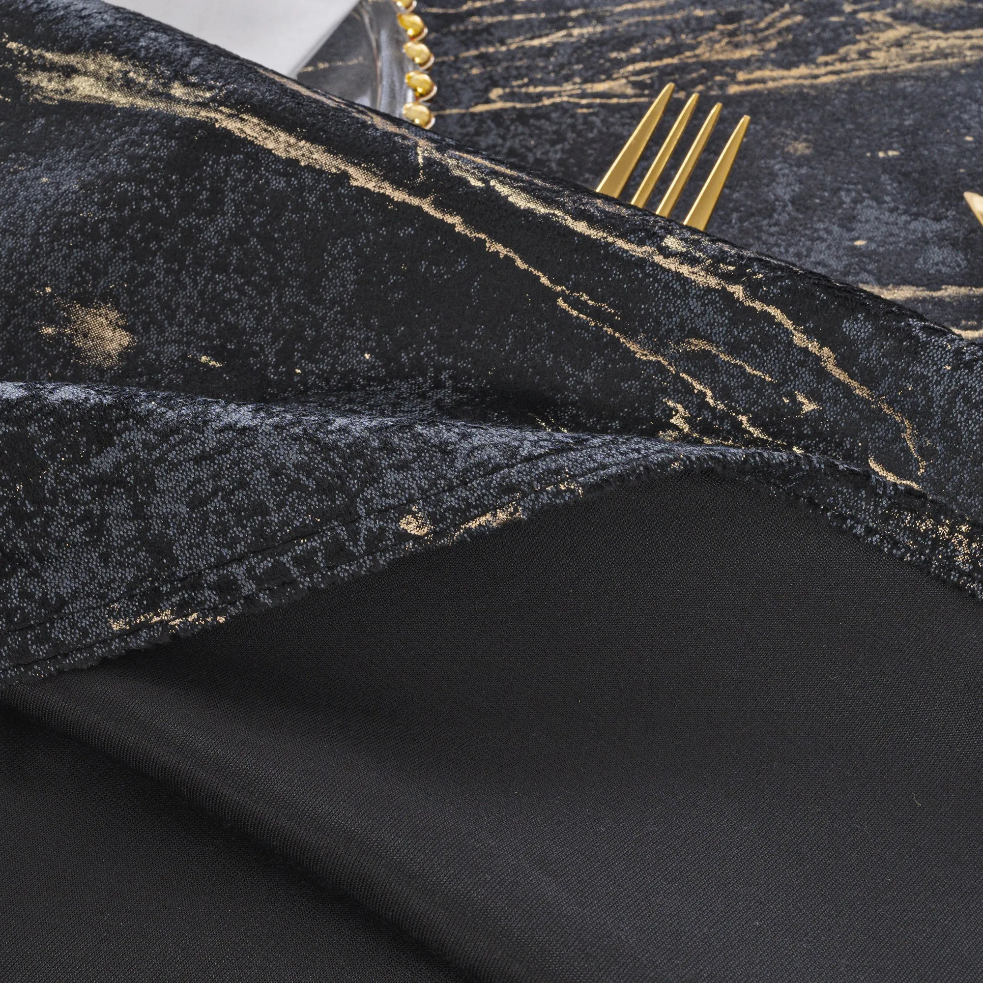20″x20″ Gilded Marble Holland Velvet Napkins – Black (10pcs/pk)