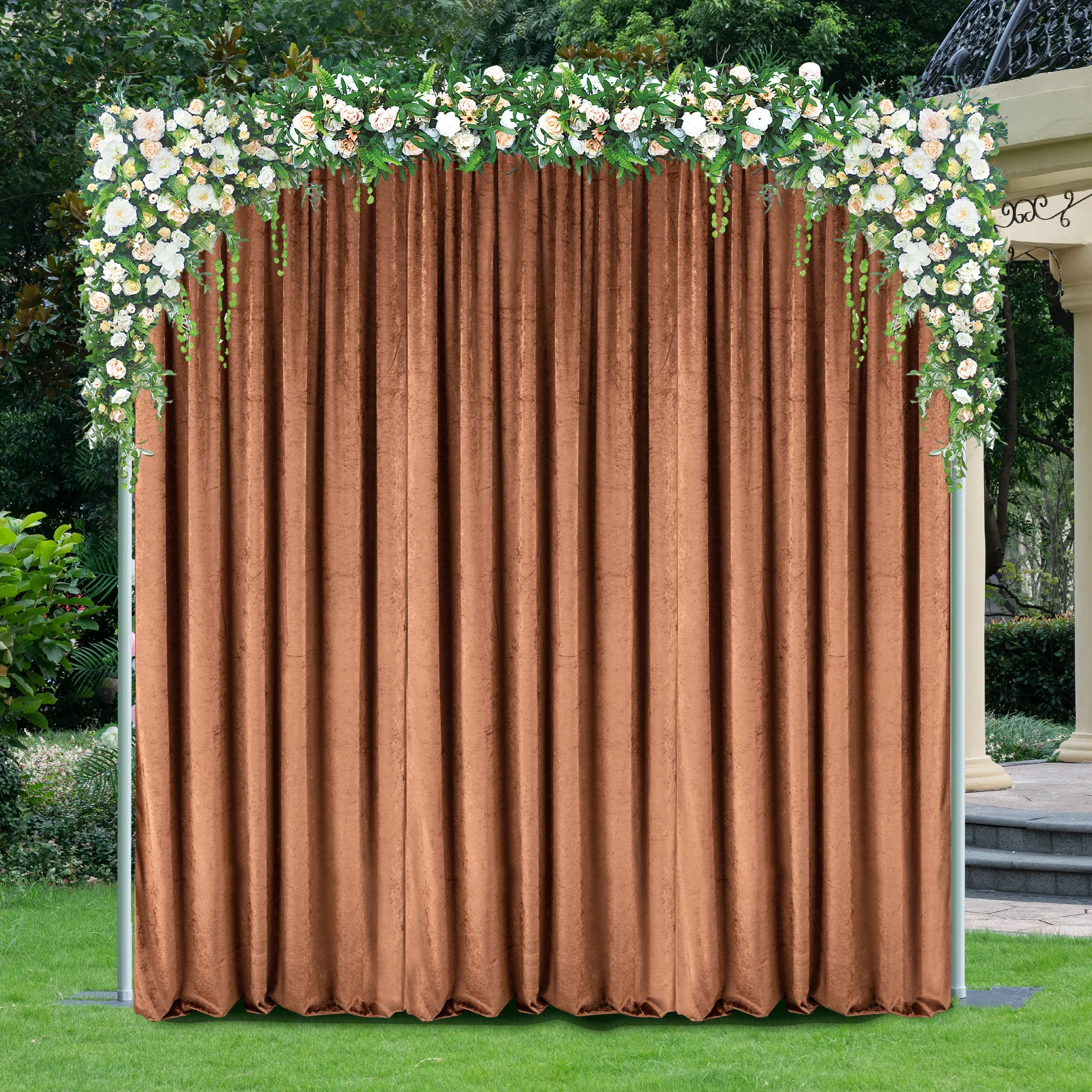 10 ft x 57" Ice Crushed Velvet (200 GSM) Event Backdrop Curtain Drape Panel - Copper (1pc)