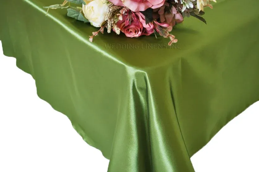 54″x108″ Seamless Rectangular Satin Tablecloth/Overlay – Moss Green (1pc)