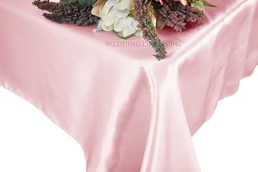 54″x108″ Seamless Rectangular Satin Tablecloth/Overlay – Pink (1pc)