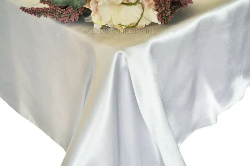 54″x108″ Seamless Rectangular Satin Tablecloth/Overlay – Platinum/Light Silver (1pc)
