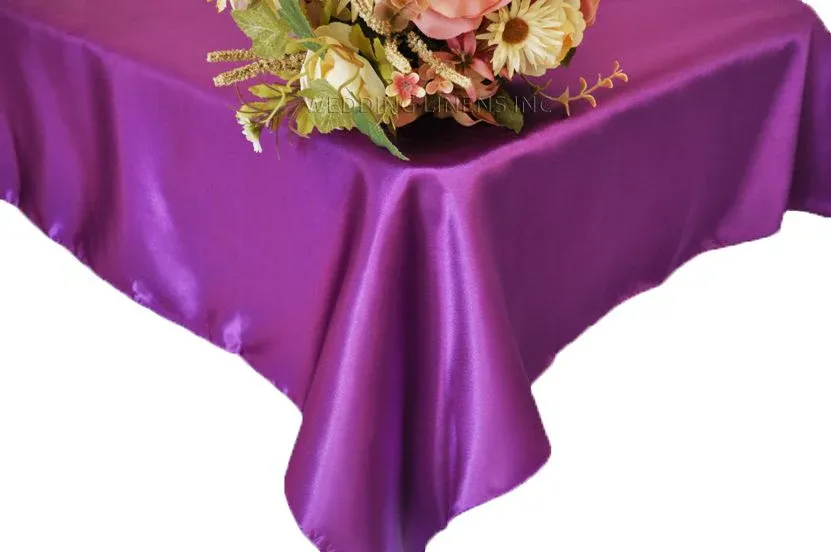 54″x108″ Seamless Rectangular Satin Tablecloth/Overlay – Purple (1pc)