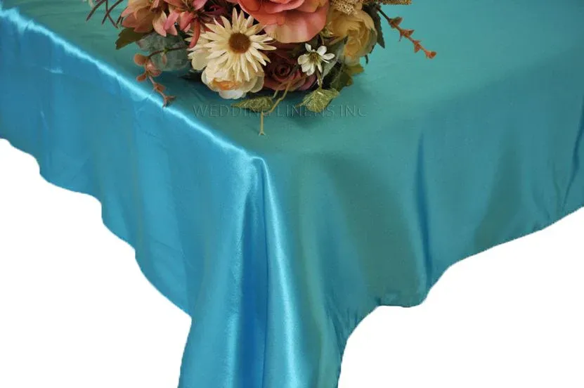 54″x108″ Seamless Rectangular Satin Tablecloth/Overlay – Turquoise (1pc)