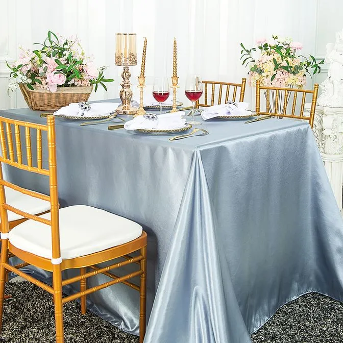 90"x156" Seamless Rectangular Satin Tablecloth - Dusty Blue (1pc)