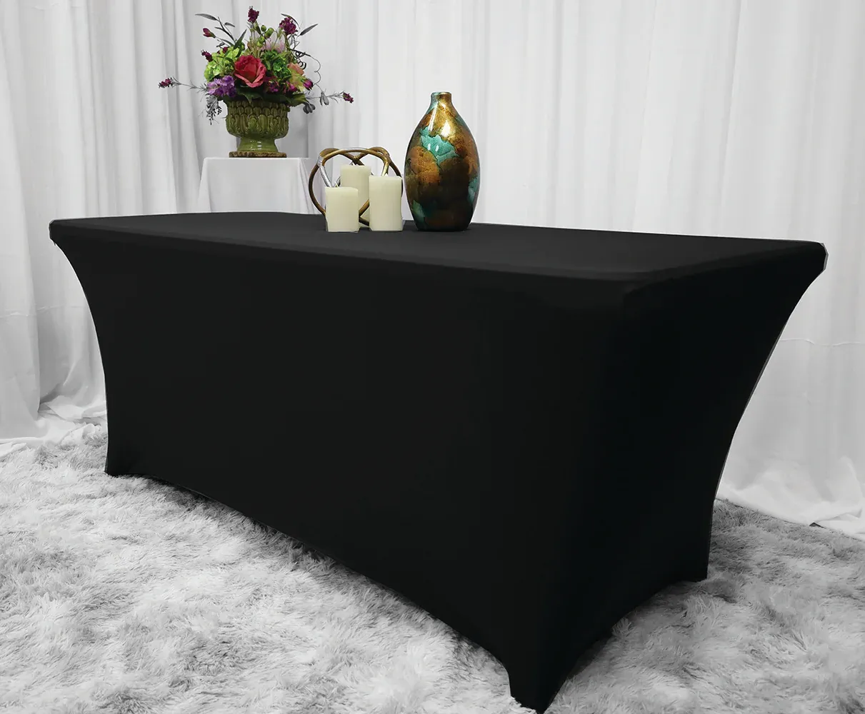 5 Ft Rectangular Spandex (220 GSM) Table Cover - Black (1pc)