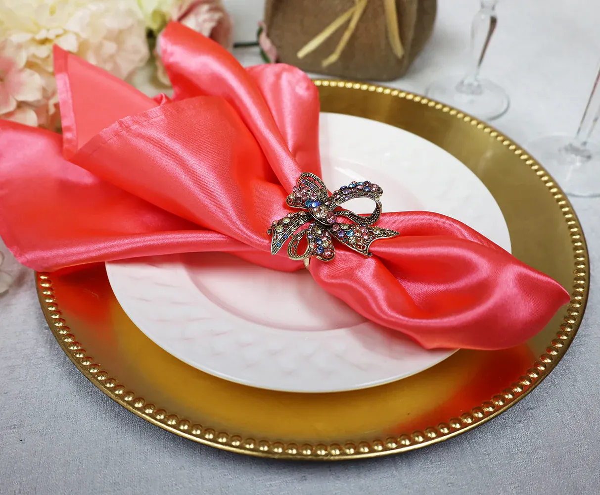 20"x20" Heavy Duty Satin Napkins - Coral (10pcs/pk)