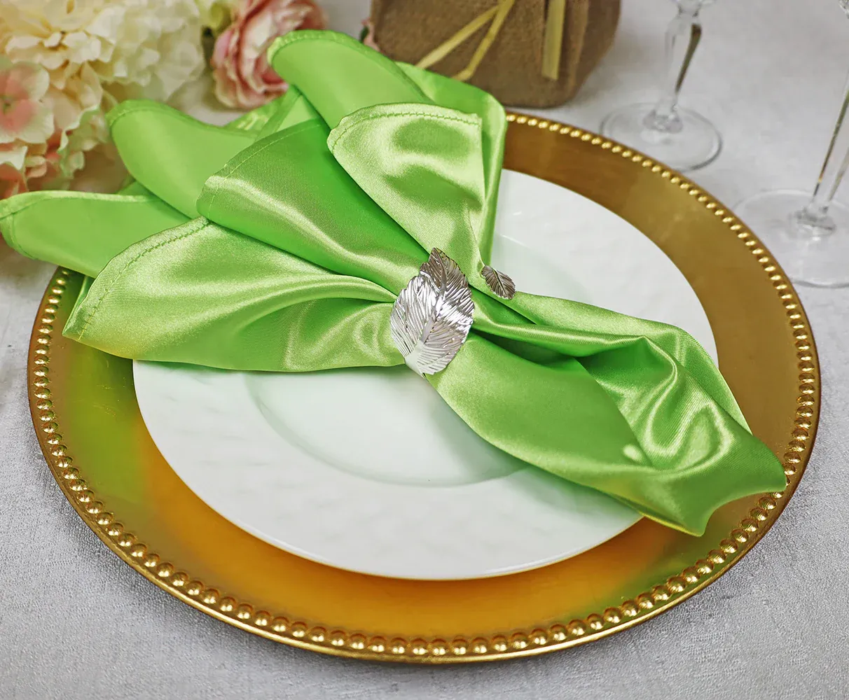 20"x20" Heavy Duty Satin Napkins - Apple Green (10pcs/pk)