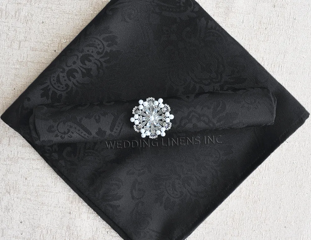 Sample 20"x20" Marquis Damask Jacquard Polyester (220 GSM) Napkins - Black (1pc)