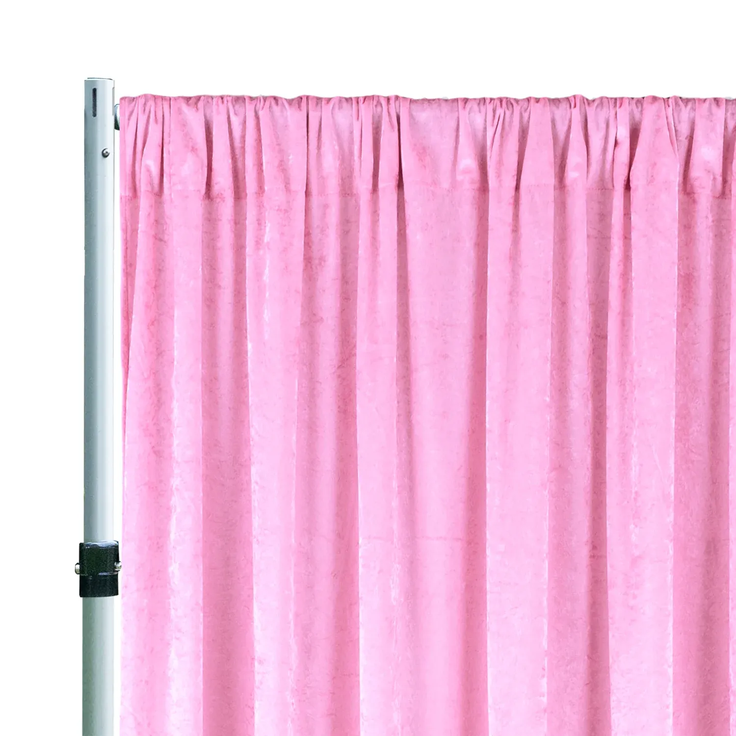 12 ft x 57" Ice Crushed Velvet (200 GSM) Event Backdrop Curtain Drape Panel - Pink (1pc) - Image 3