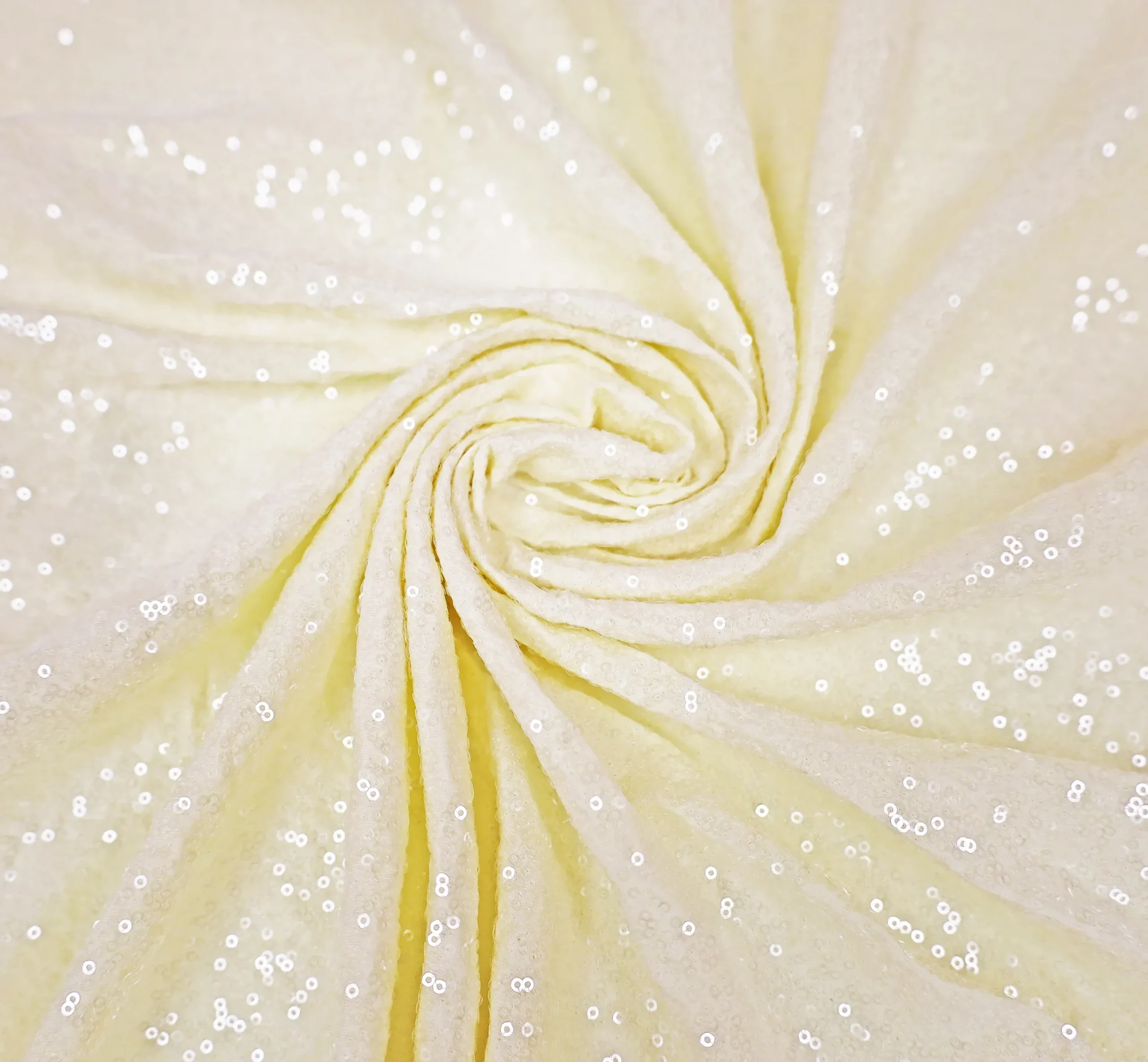 6 Ft Rectangular Sequin Spandex Table Cover – Ivory (1pc)